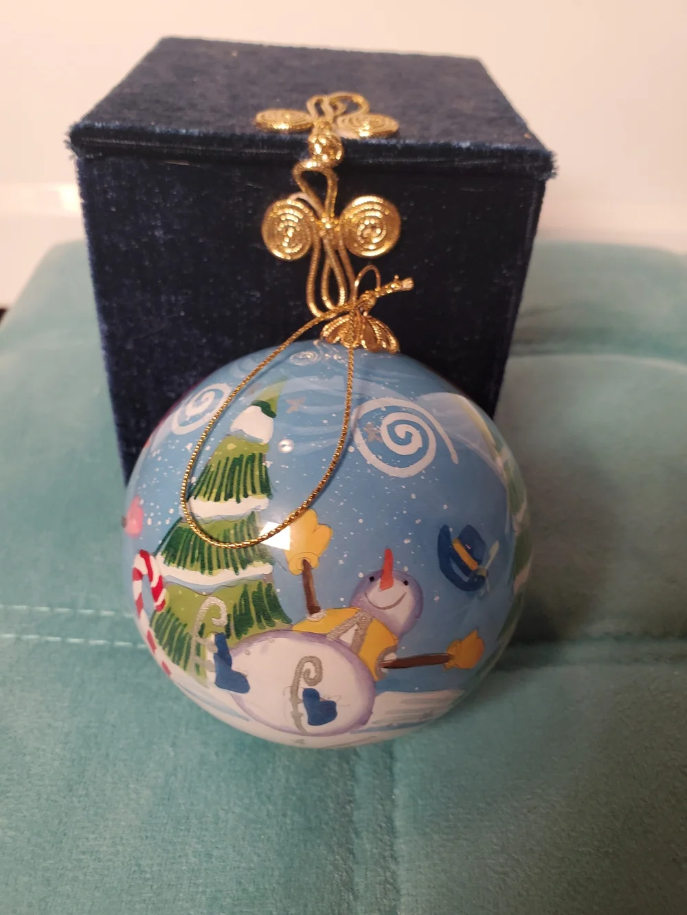 Pier 1 2005 Li Bien Snowman Christmas Ornament With Box & Card Vintage